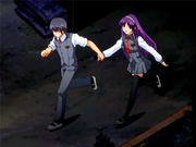 Anime schoolgirl with her boyfriend