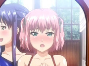 Two hentai girl share double dildo