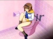 Horny hentai teen masturbating on toilet