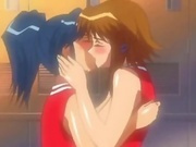 Two hentai girls kissing and touching each other