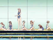 Anime teen in swimsuit with teacher