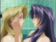 Two hentai girls having sex in the bathroom